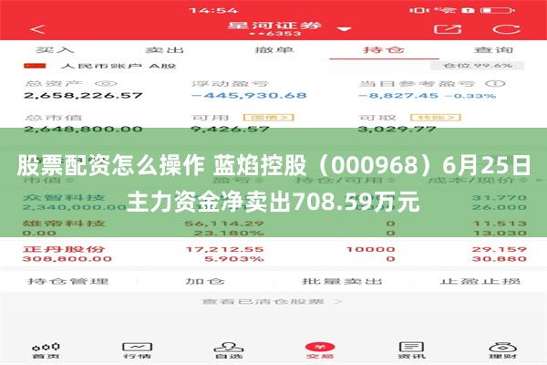 股票配资怎么操作 蓝焰控股（000968）6月25日主力资金净卖出708.59万元