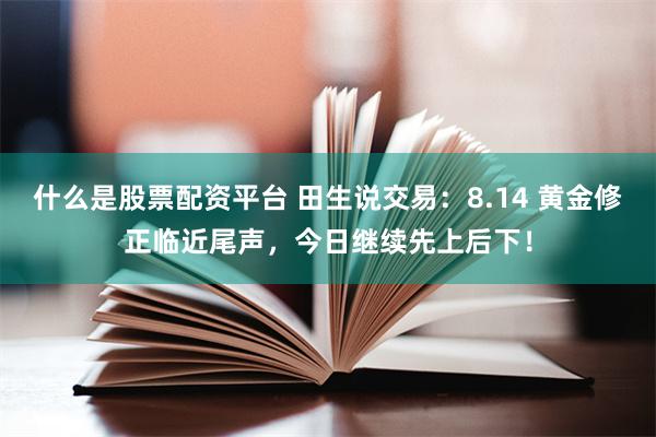 什么是股票配资平台 田生说交易：8.14 黄金修正临近尾声，今日继续先上后下！