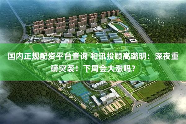 国内正规配资平台查询 和讯投顾高璐明：深夜重磅突袭！下周会大涨吗？