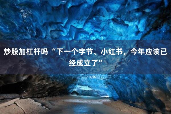 炒股加杠杆吗 “下一个字节、小红书，今年应该已经成立了”