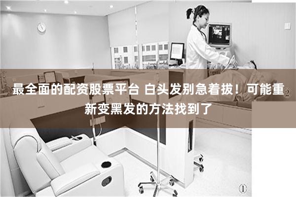 最全面的配资股票平台 白头发别急着拔！可能重新变黑发的方法找到了
