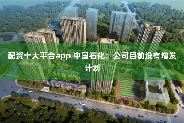 配资十大平台app 中国石化：公司目前没有增发计划