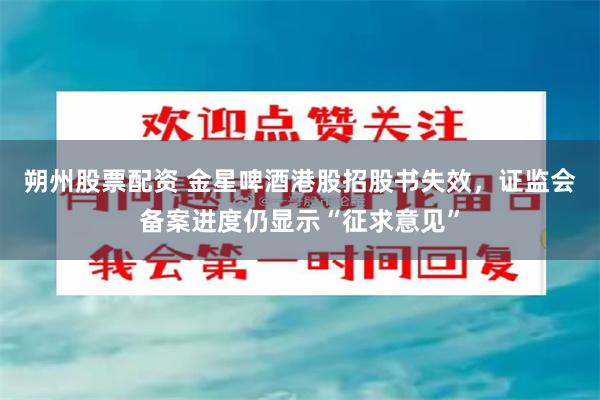 朔州股票配资 金星啤酒港股招股书失效，证监会备案进度仍显示“征求意见”