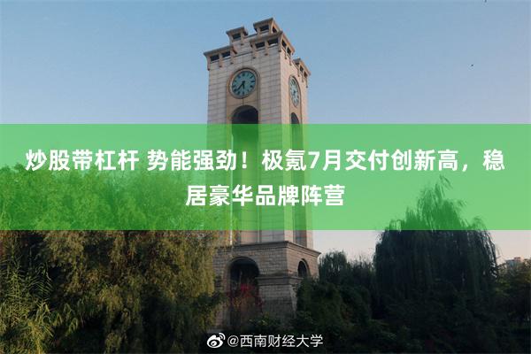 炒股带杠杆 势能强劲！极氪7月交付创新高，稳居豪华品牌阵营