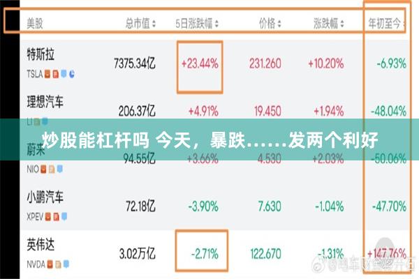 炒股能杠杆吗 今天,暴跌……发两个利好