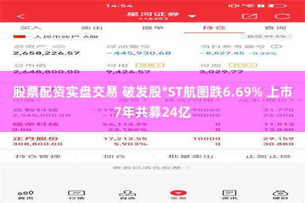 股票配资实盘交易 破发股*ST航图跌6.69% 上市7年共募24亿
